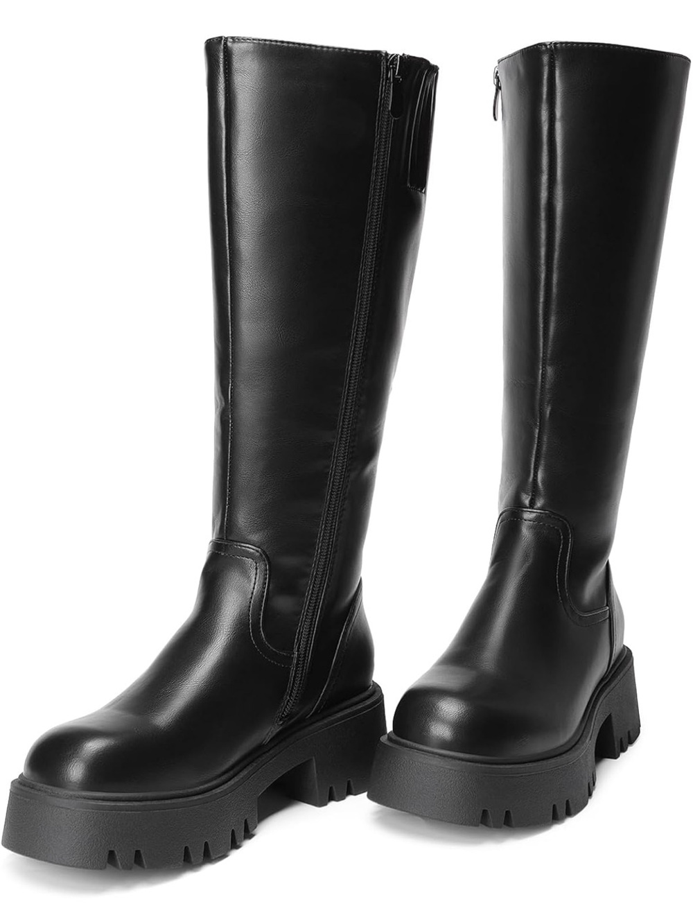 Platform Over-the-Knee Boots in Black